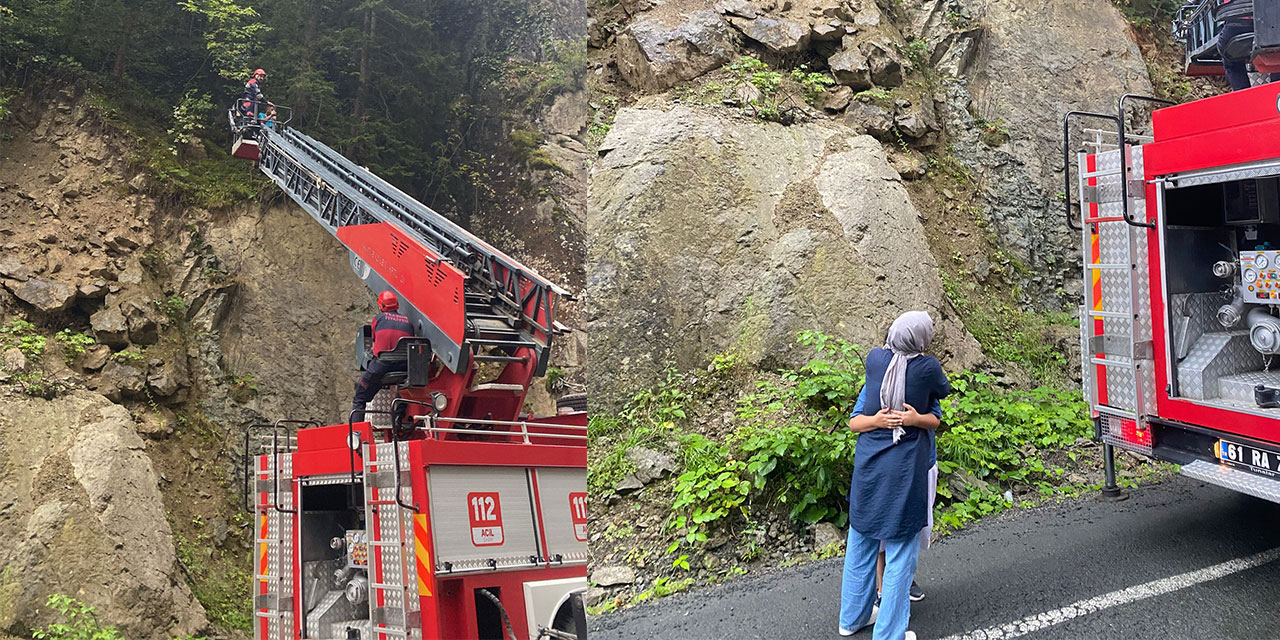 Baba-oğul, düşen dronu ararken kayalıklarda mahsur kaldı
