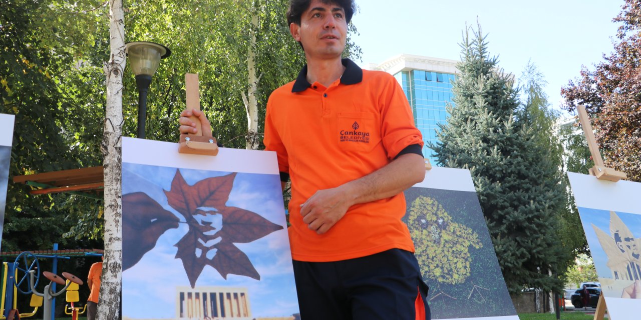 Temizlik İşçisi Topladığı Yaprakları Sergiye Dönüştürdü