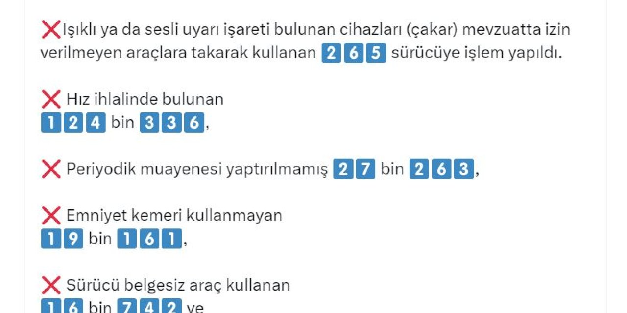 2 Milyon 667 Bin Araçta Denetim; 475 Bin Sürücüye İşlem Yapıldı