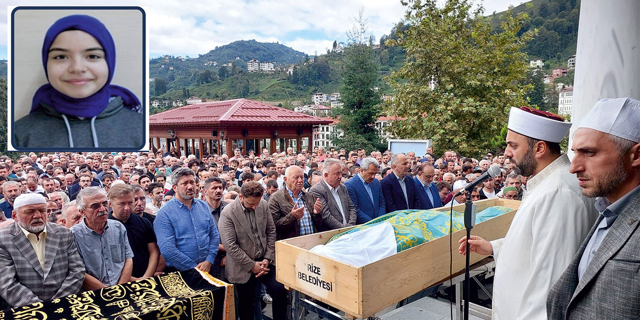 Okulun merdiven boşluğuna düşen 13 yaşındaki Gizem Rize’de son yolculuğuna uğurlandı