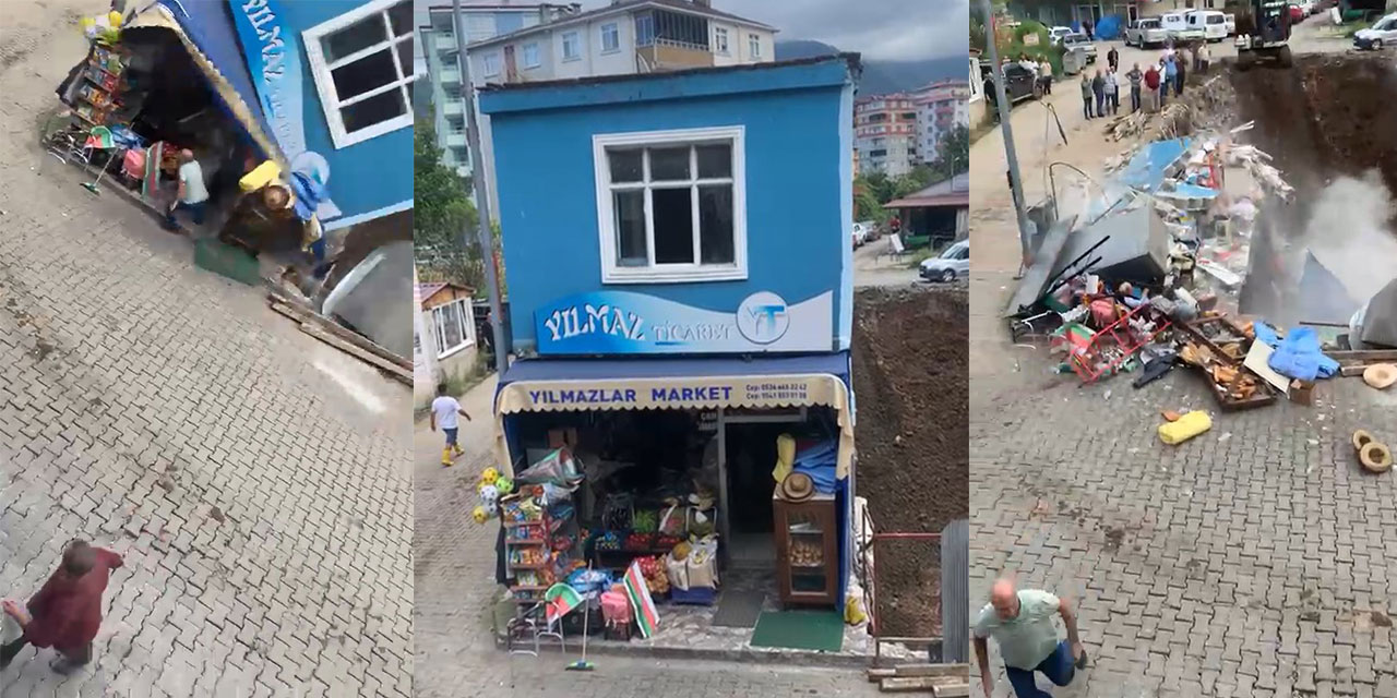 Temel kazısı sırasında yandaki market yıkıldı: 1 yaralı