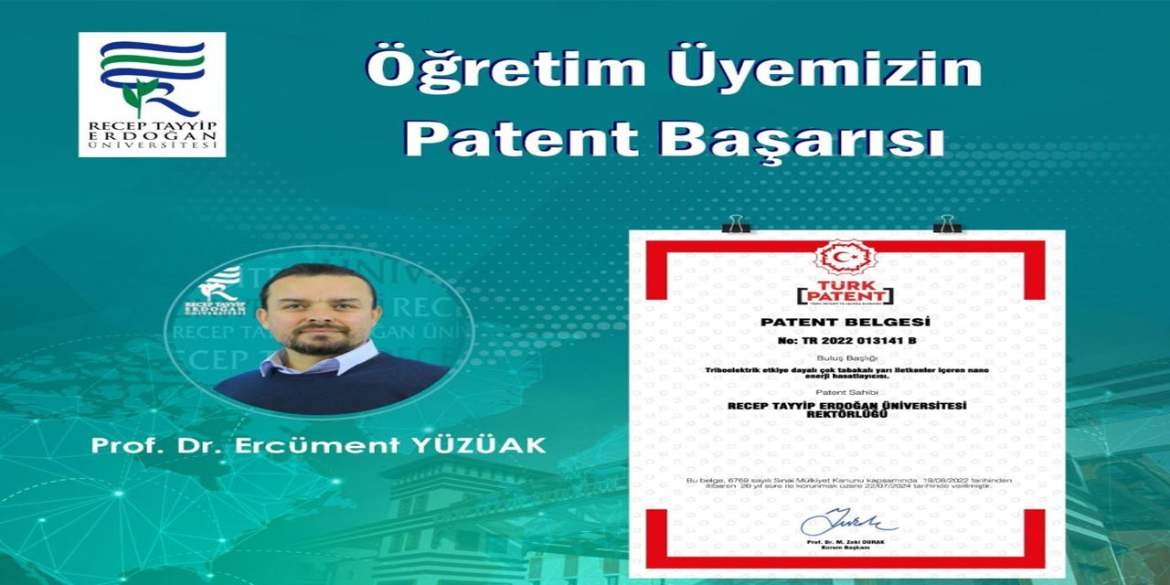 RTEÜ'lü öğretim üyesi Yüzüak'ın Patent Başarısı