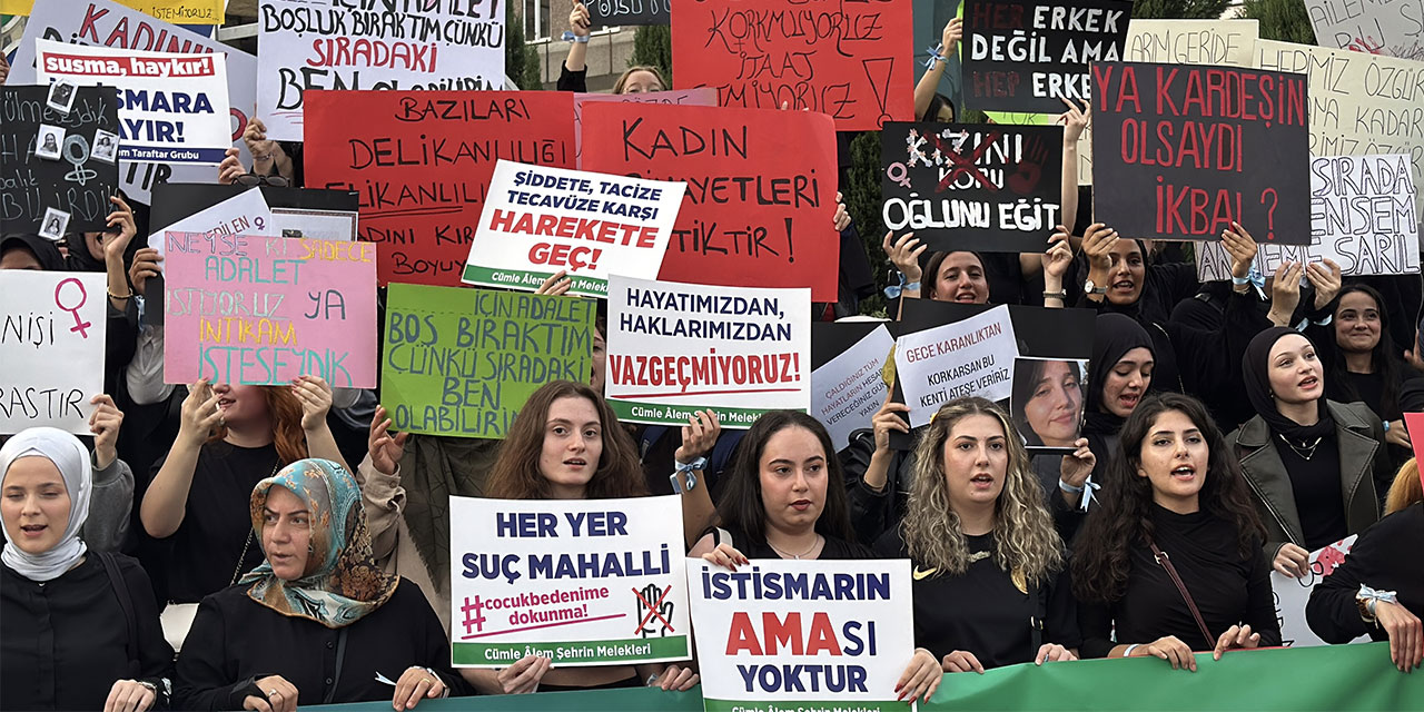 Çaykur Rizesporlu taraftarlardan kadına şiddet ve çocuk istismarına karşı tepki yürüyüşü