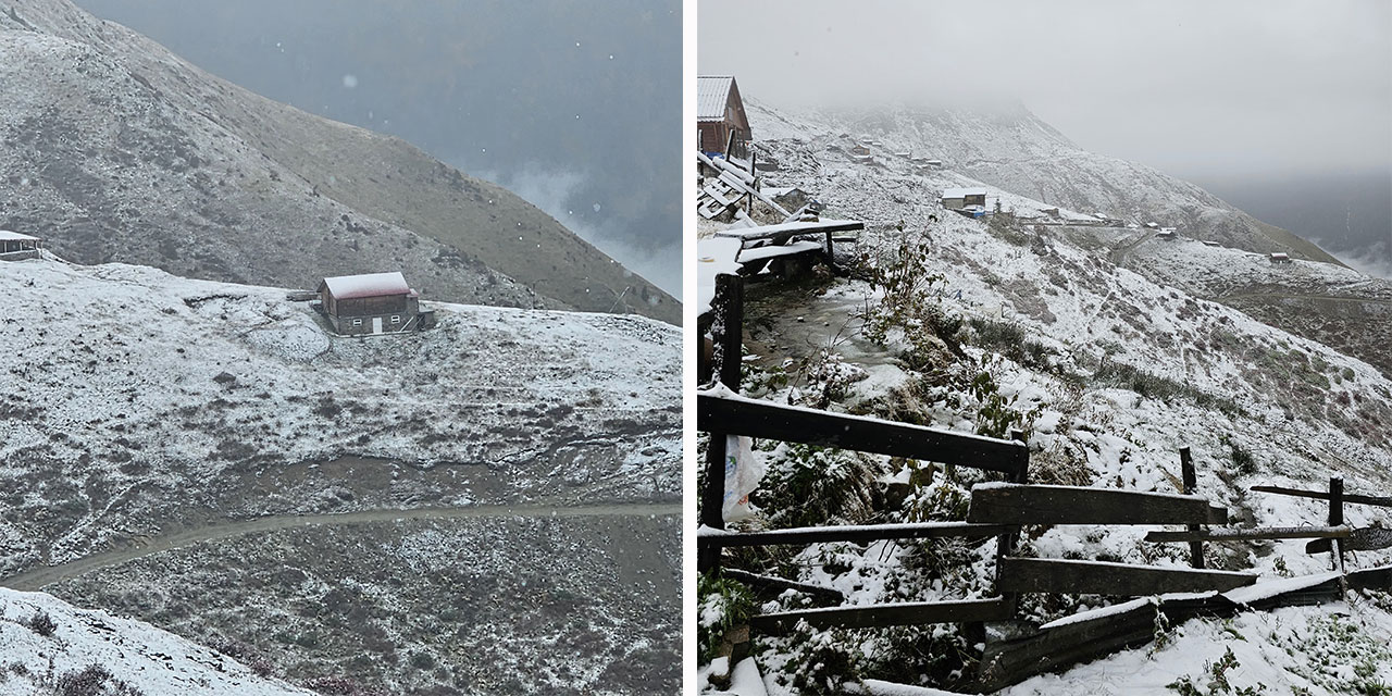 Rize'nin yüksek kesimlerine kar yağdı