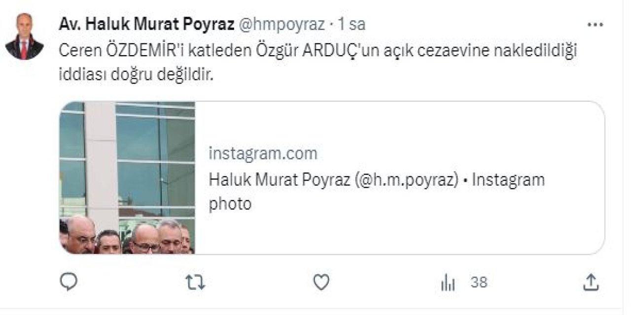 Ceren Özdemir'in Katilinin Açık Cezaevine Alındığı İddialarına Açıklama