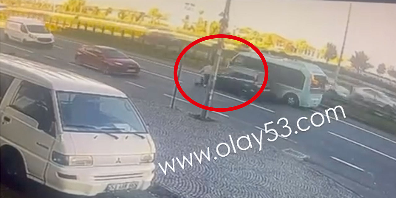 Rize'de hafif ticari aracın çarptığı yaya ağır yaralandı; o anlar kamerada