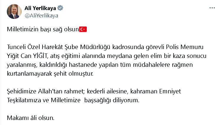 Tunceli'de atış eğitim alanında yaralanan polis memuru şehit oldu (2)