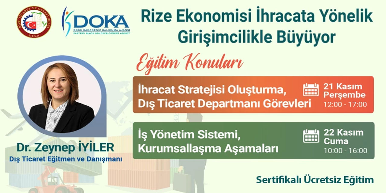 Rize Ticaret ve Sanayi Odası’nın İhracat Eğitimlerine Başvurular Başladı