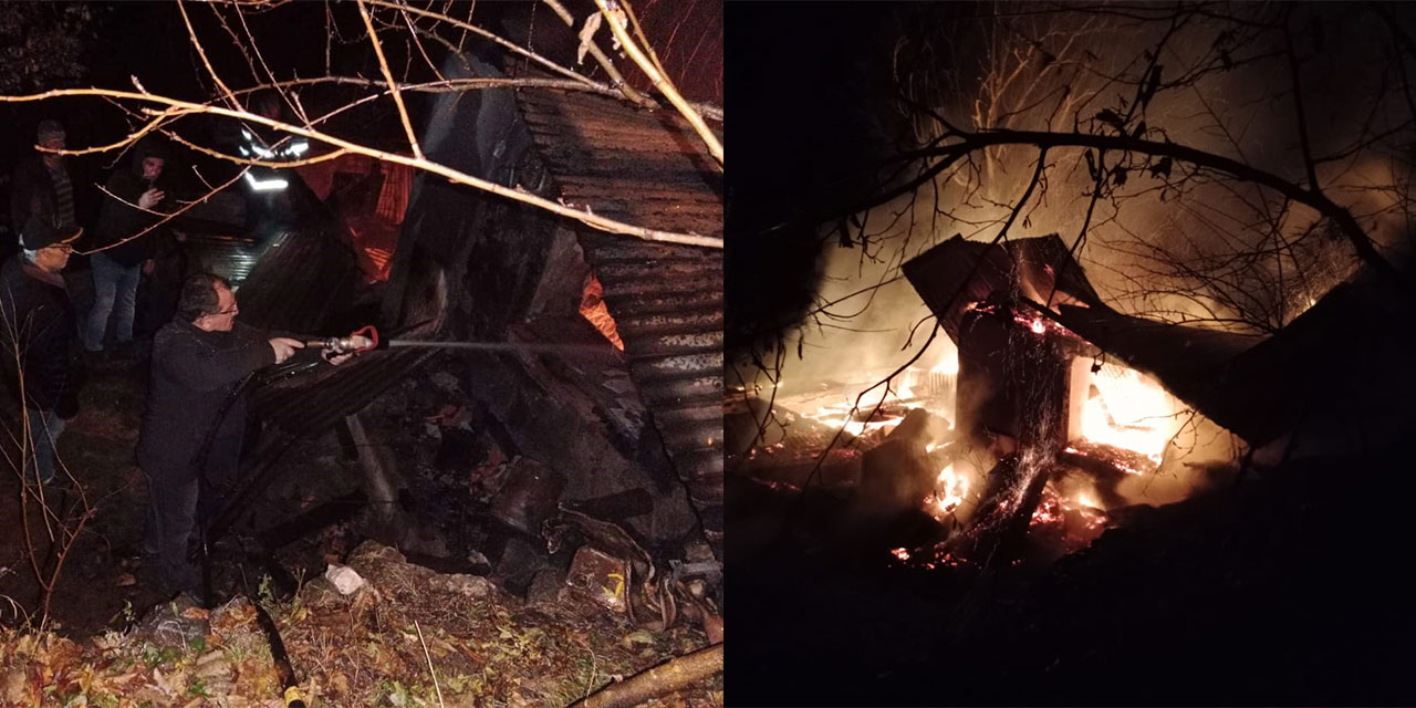 Artvin'de ahşap evde yangın