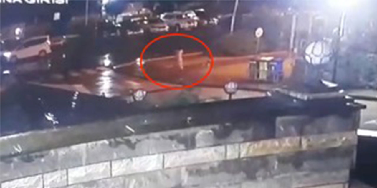 Rize'de yaya geçidinde otomobilin çarptığı kadın yaralandı; kaza kamerada