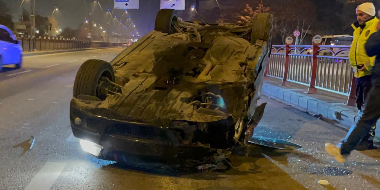 Kayseri'de bariyerlere çarpıp takla atan otomobilin sürücüsü yaralandı