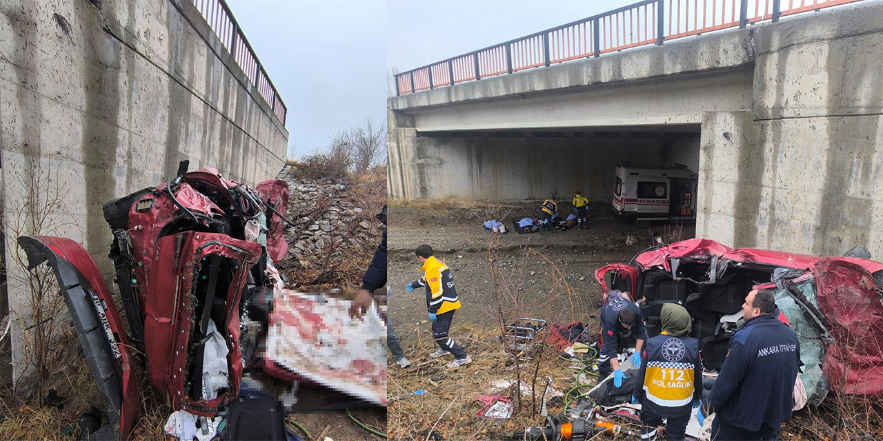 Ankara'da otomobil şarompele yuvarlandı; aynı aileden 5 kişi öldü