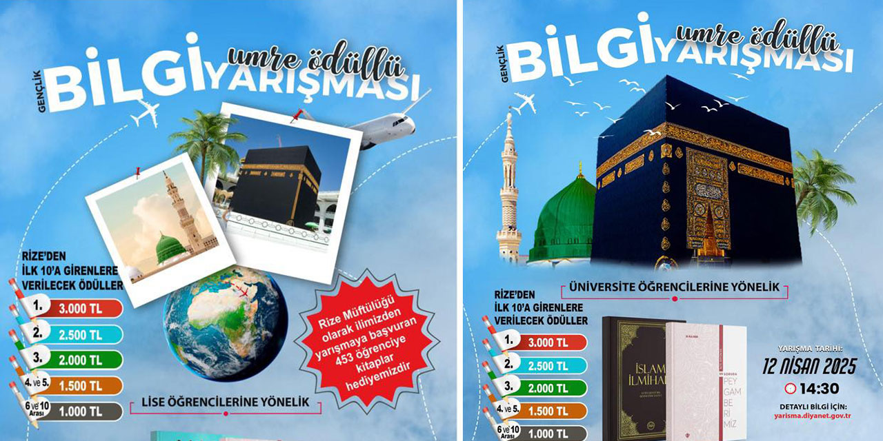 Rize'de Umre Ödüllü Gençlik Bilgi Yarışması Heyecanı