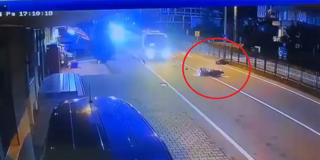 Rize'de motosiklet kazası kamerada!