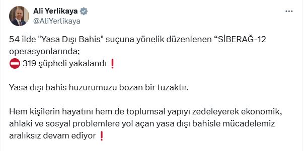 54 ilde 'Yasa dışı bahis' operasyonu: 319 gözaltı