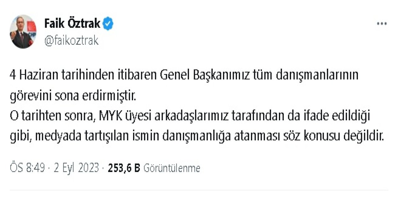 Chp Sözcüsü Öztrak'tan 'Danışman' Açıklaması