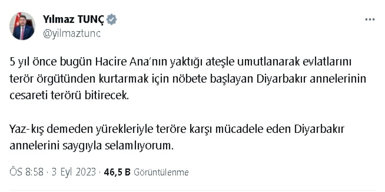 Bakan Tunç: Diyarbakır Annelerinin Cesareti Terörü Bitirecek