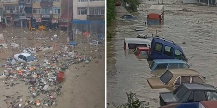 Havza'yı sel vurdu: İş yerlerini su bastı, araçlar sürüklendi