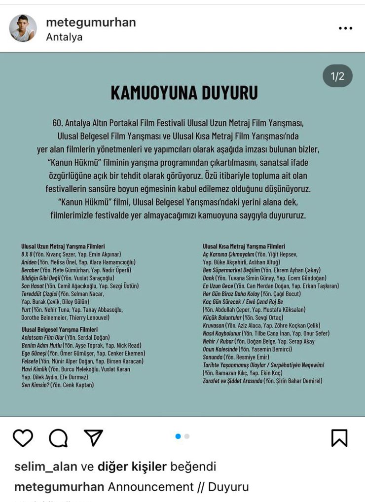 Altın Portakal’da 27 Yönetmen Ve Yapımcıdan ‘Sansür'e Karşı Filmlerini Çekme Kararı