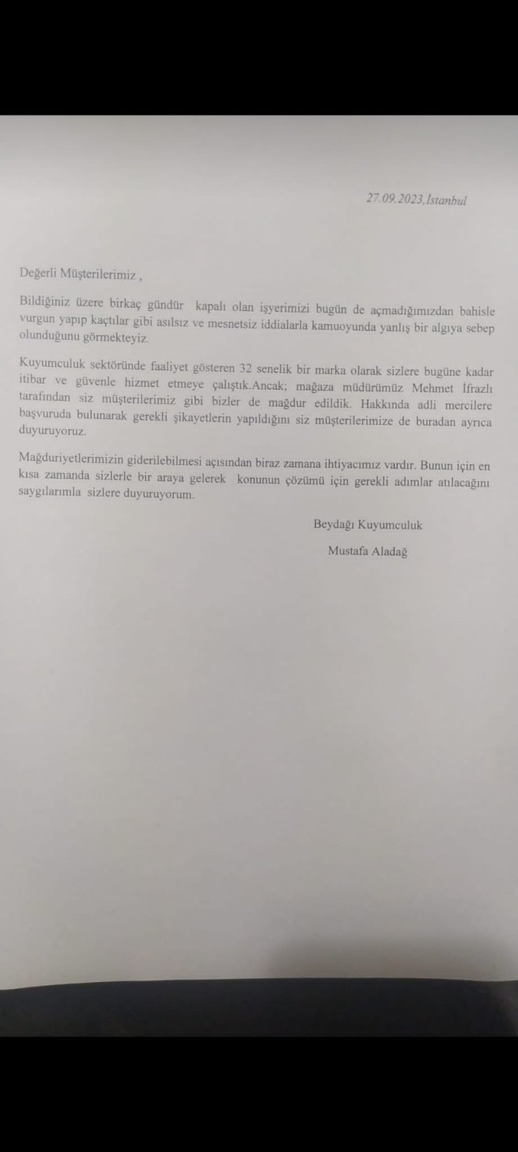 Bahçelievler’de İddiaların Odağındaki Kuyumcu: Biz De Mağduruz