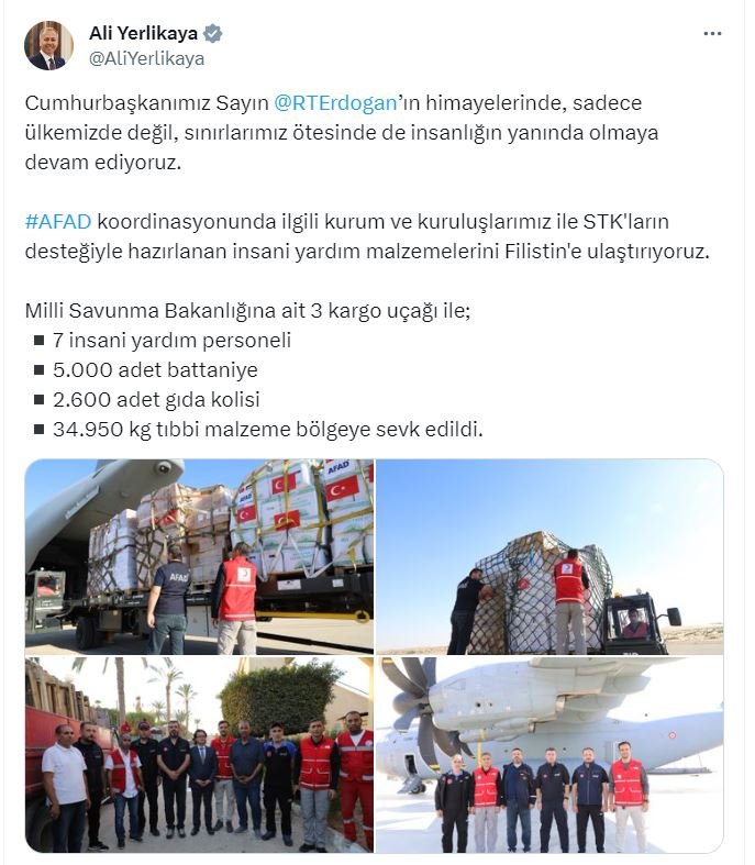 Türkiye'den Gazze'ye 3'üncü İnsani Yardım Uçağı Yola Çıktı (3)