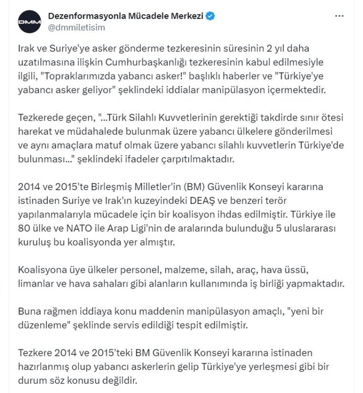 İletişim Başkanlığı: Yabancı Askerlerin Gelip Türkiye'ye Yerleşmesi Söz Konusu Değil