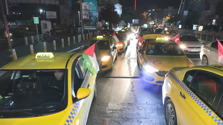 Taksicilerden Filistin'e Destek Konvoyu