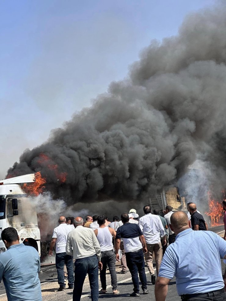 Şanlıurfa'da Saman Yüklü Tır Yandı