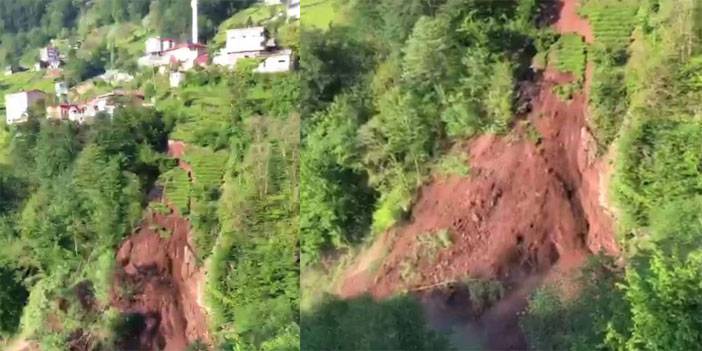 Trabzon'da heyelan anı cep telefonu kamerasına böyle yansıdı