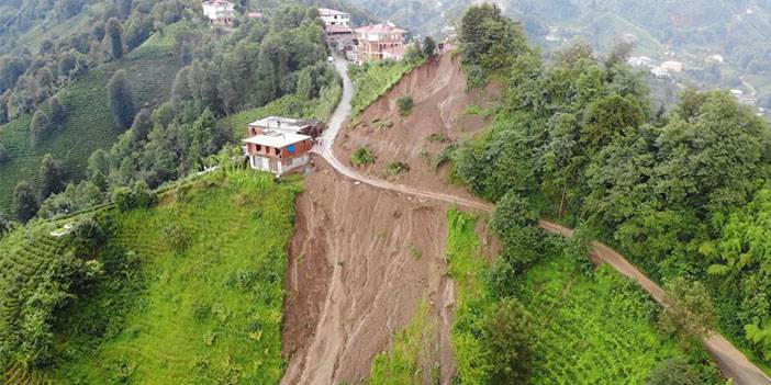Rize'de heyelan sonrası hasar tespiti yapılıyor