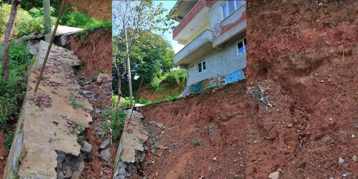 Rize’de şiddetli yağışlar nedeniyle 2 katlı bir binanın altında toprak kayması meydana geldi