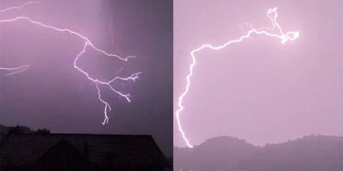 Rize’de şimşekler geceyi aydınlattı