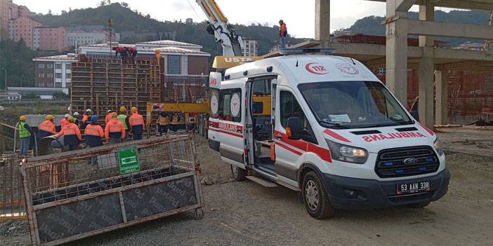 Rize Atık Su Arıtma Tesisi İnşaatında Yüksekten Düşen İşçi Yaralandı